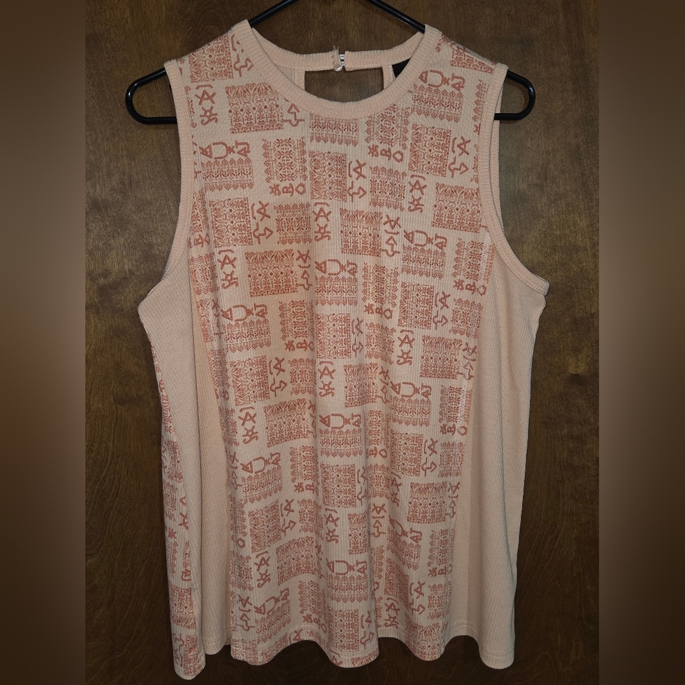 Cruel Denim Women's Peach Aztec Tank Large
